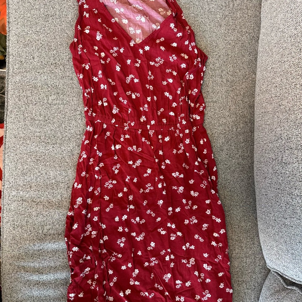 Old Navy Red Floral Midi Dress